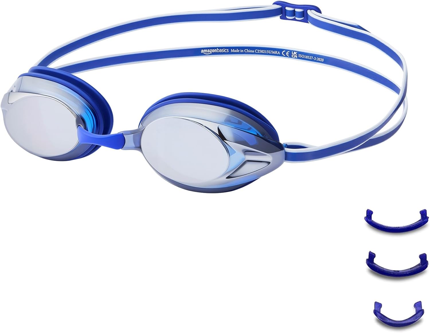 Detalle de Amazon Basics Unisex Swim Goggles for Adults with 4 Interchangeable Nosepieces
