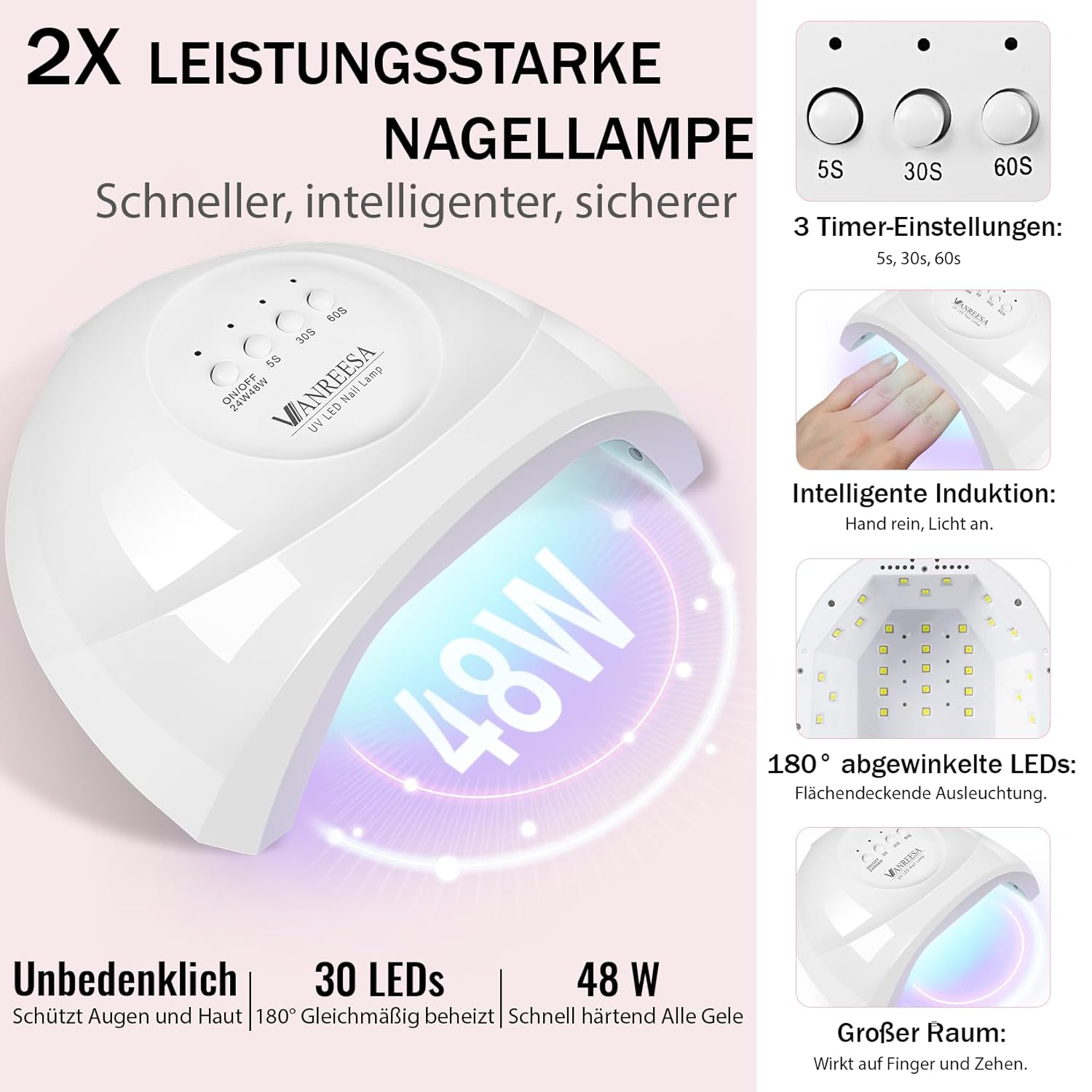 Detalle de VANREESA U V Nagellack Set mit 35 Farben, 48W U V/LED Lampe und elektrischem Nagelfräser – Starterset für Gelnägel