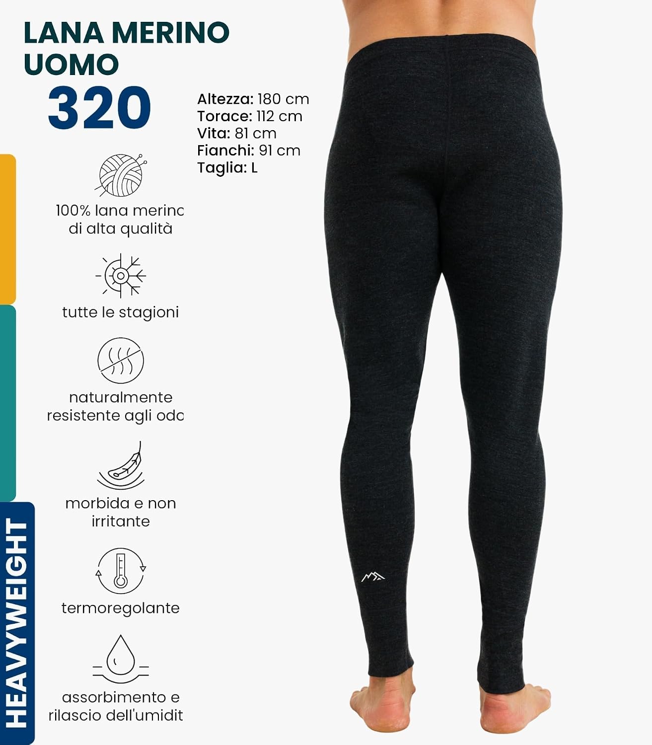 Detalle 1 de Merino.tech Pantaloni Termici 250 g/m²