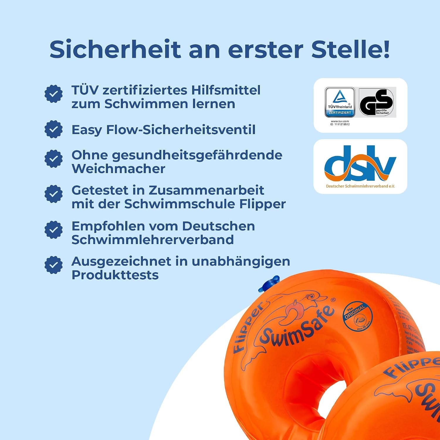 Thumbnail 5 de Flipper Swimsafe 1010 – Schwimmflügel für Babys ab 12 Monaten (Orange)