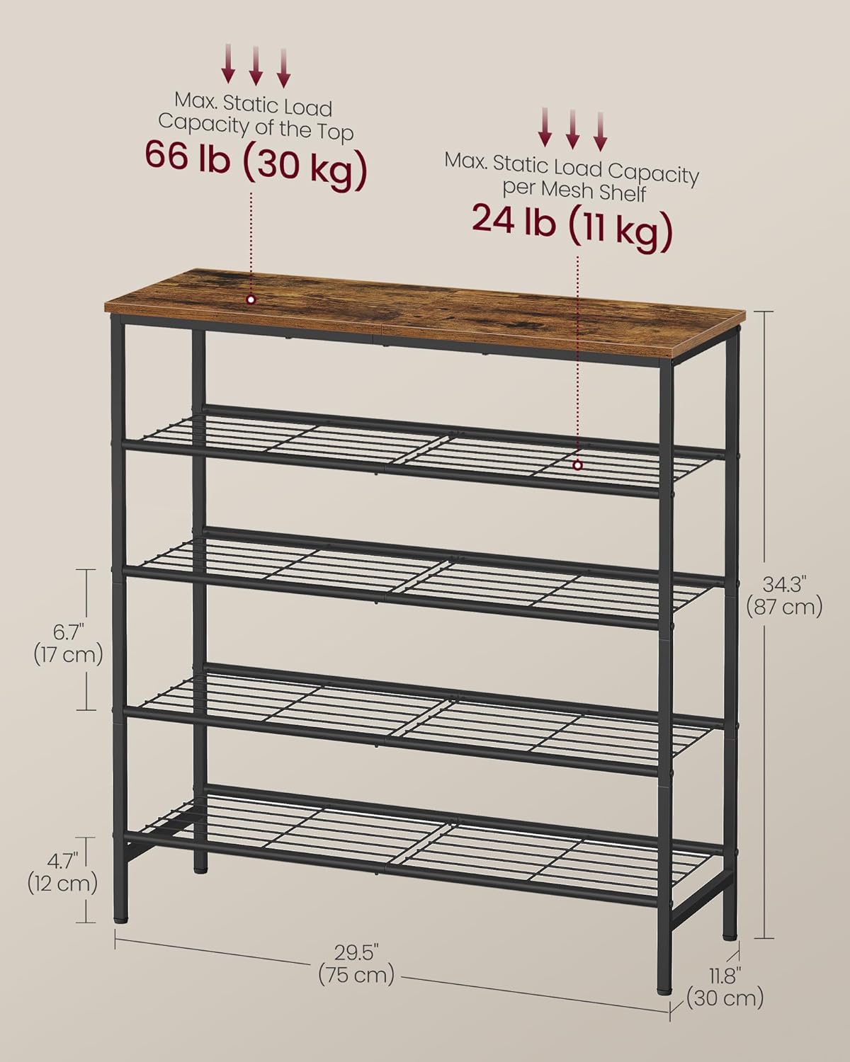 Detalle de VASAGLE Shoe Rack, 5-Tier