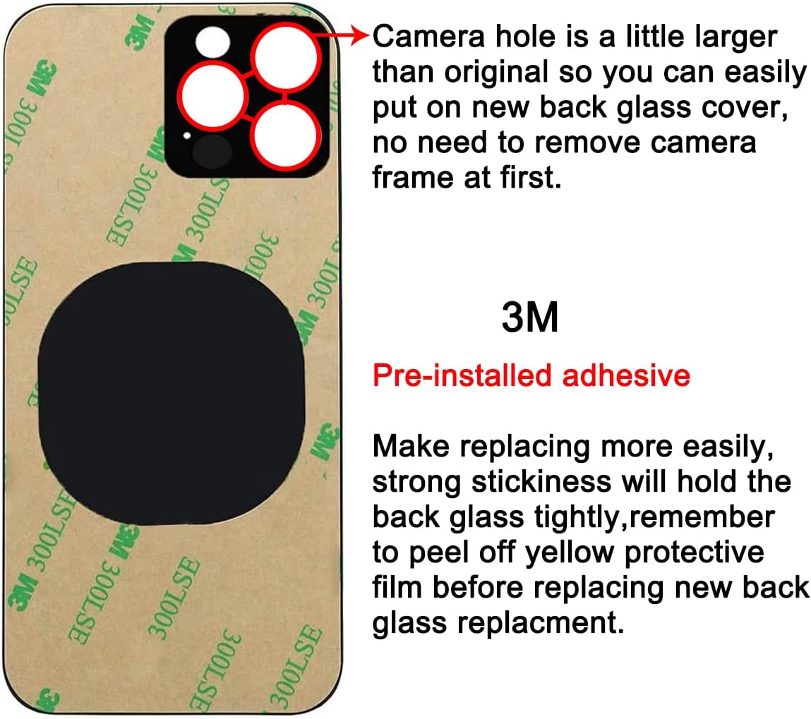 Detalle 2 de Perzework iPhone 12 Pro Max用 背面ガラス交換パーツ グラファイト・工具キット付き