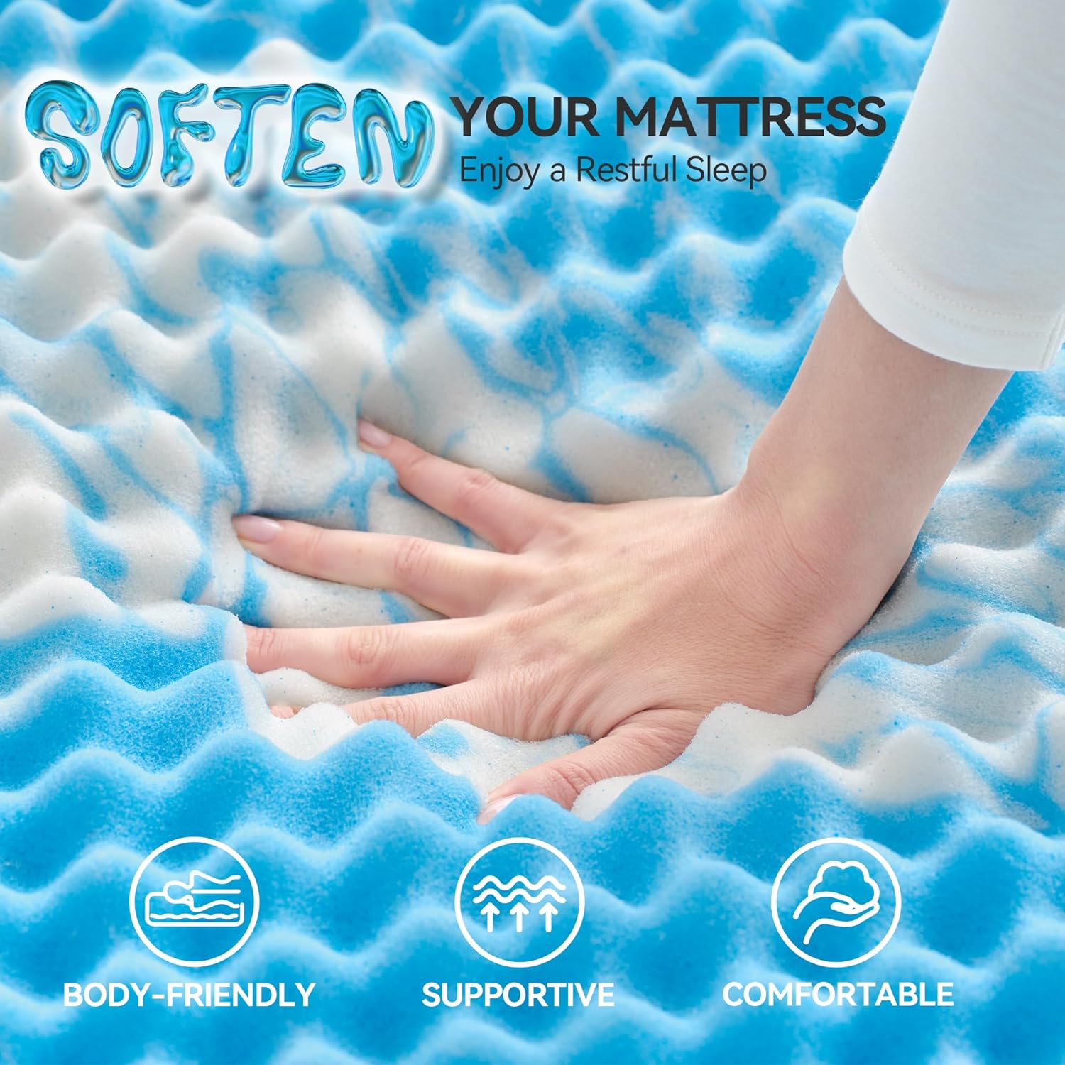 Thumbnail 4 de SINWEEK 2 Inch Egg Crate Memory Foam Mattress Topper - Twin, Soft, CertiPUR-US Certified
