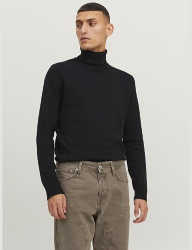 Detalle 2 de JACK & JONES Jjeemil Knit Roll Neck Noos Camiseta Cuello Alto – Negro, Large para Hombre