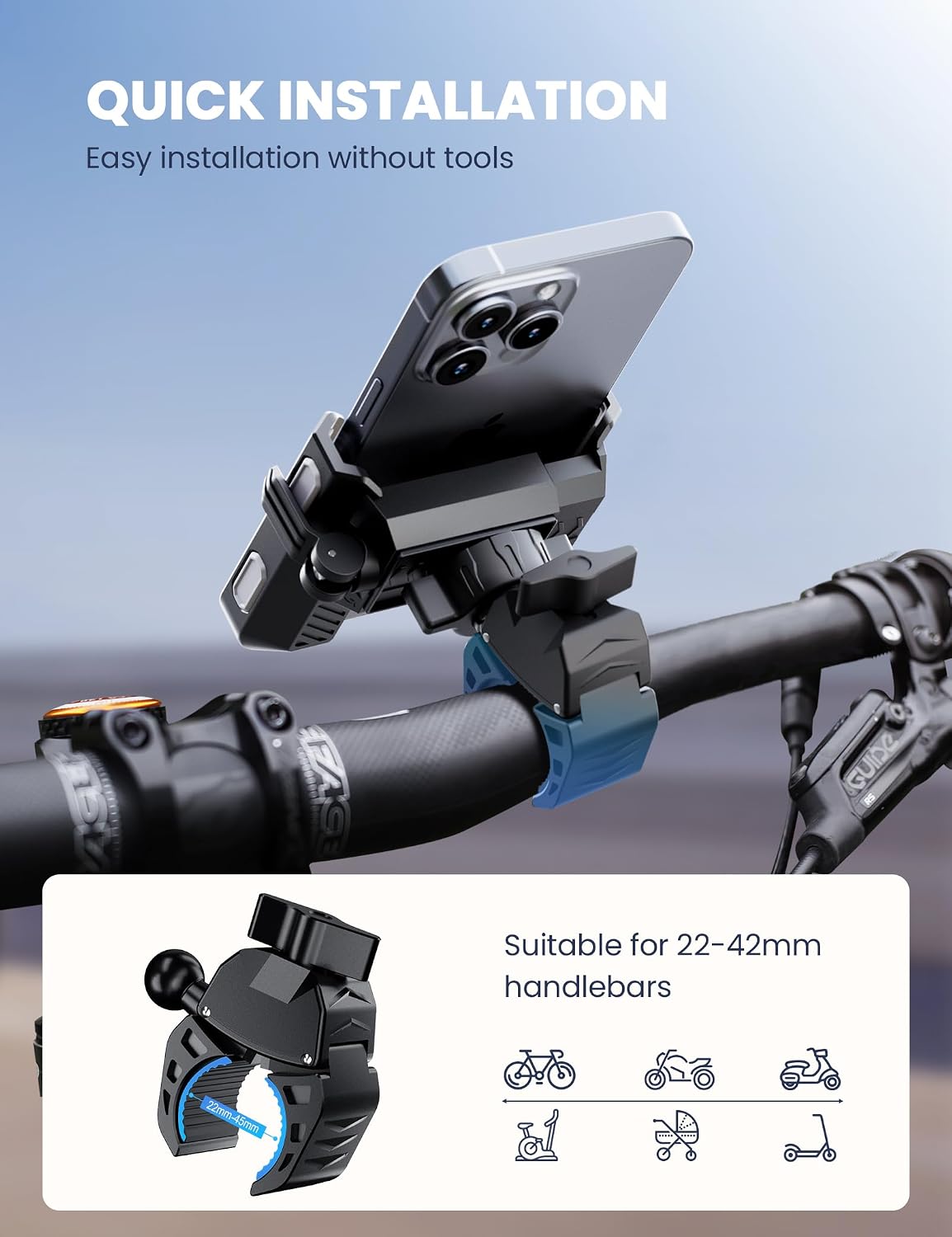 Thumbnail 4 de GREFAY Bike Phone Holder 360° Quick Release