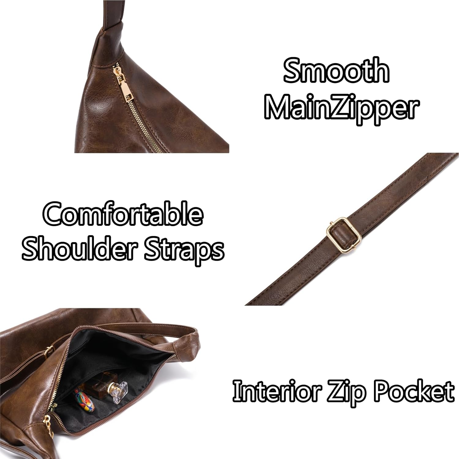 Detalle de JOLLQUE Crossbody Bags for Women: Soft Foldable Vegan Leather Shoulder Handbag