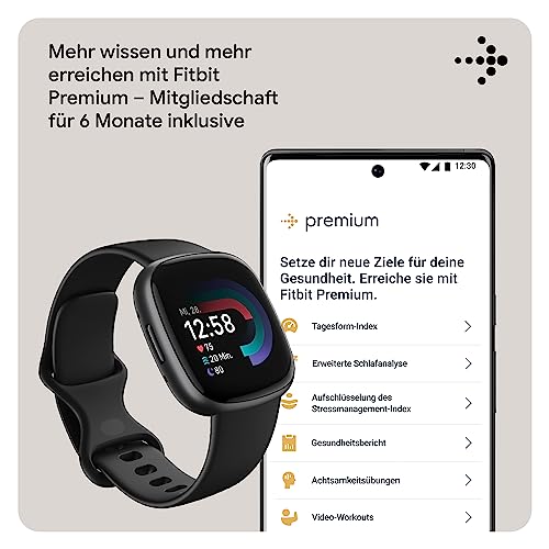 Thumbnail 9 de Fitbit Versa 4 Smartwatch mit Google Health Premium – Schwarz/Graphit, 6 Tage Akku
