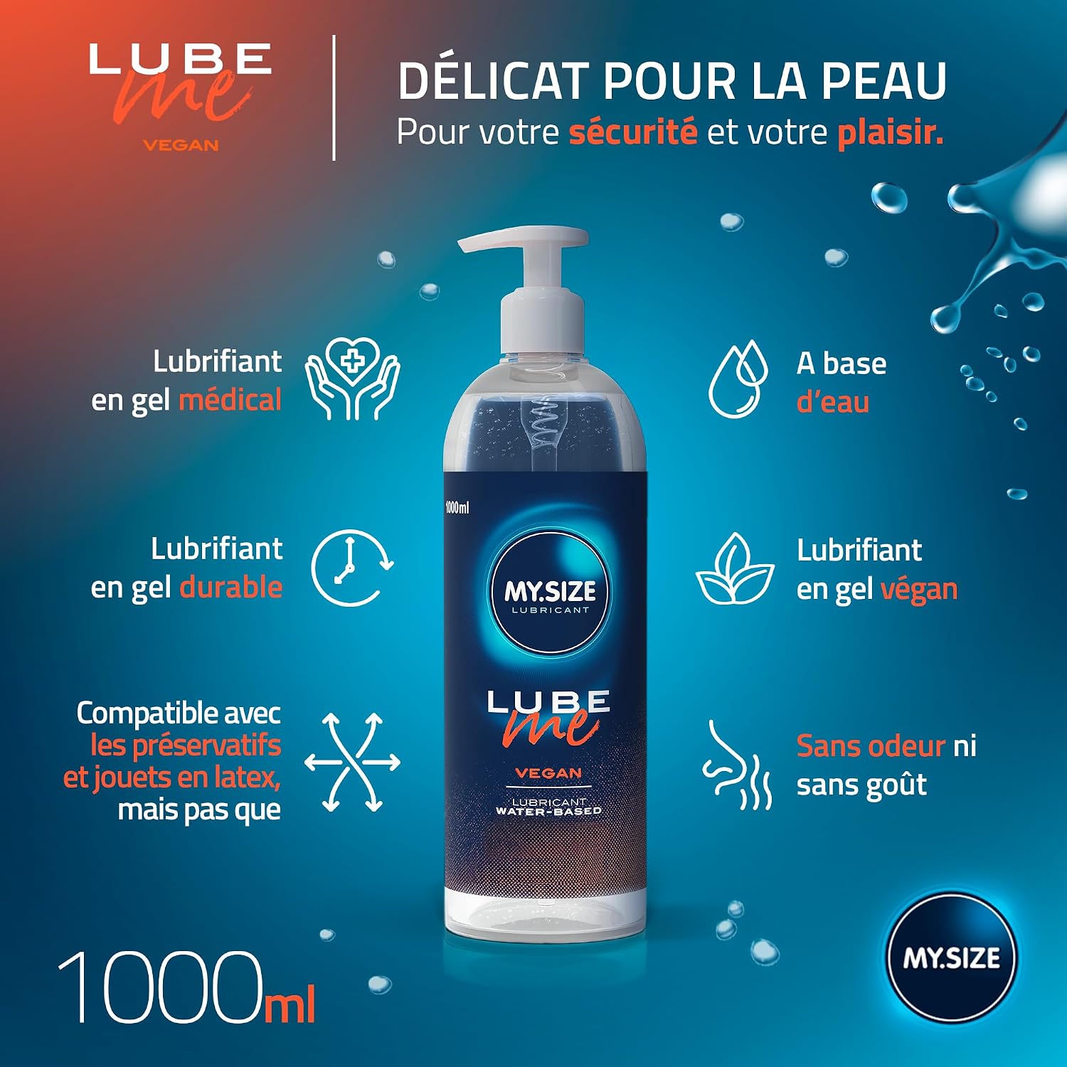 Detalle de MY.SIZE Lube Me Premium 1000 ml 💧