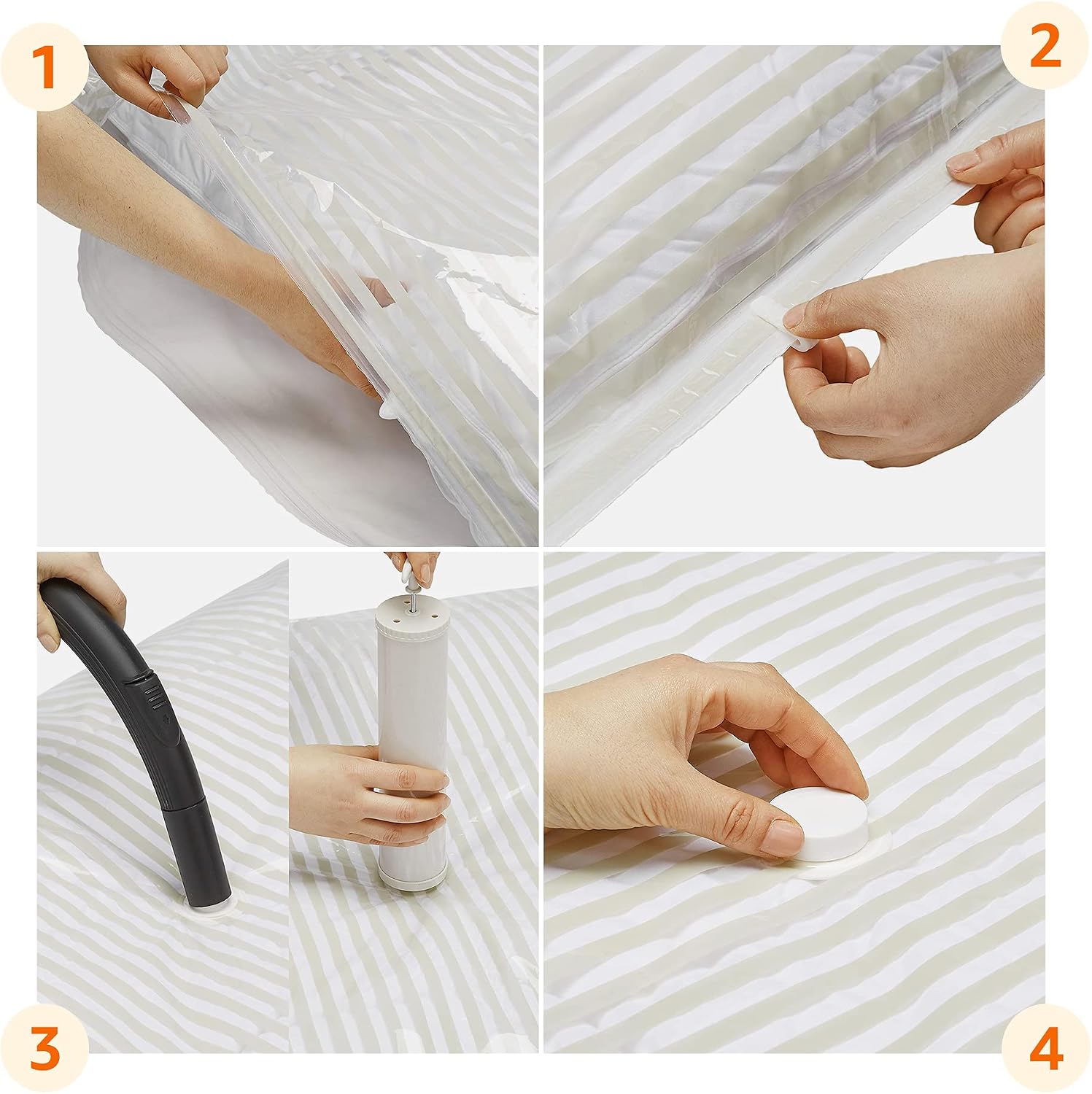 Detalle de Amazonベーシック 布団圧縮袋 3枚組 ハンドポンプ付き 130×100cm
