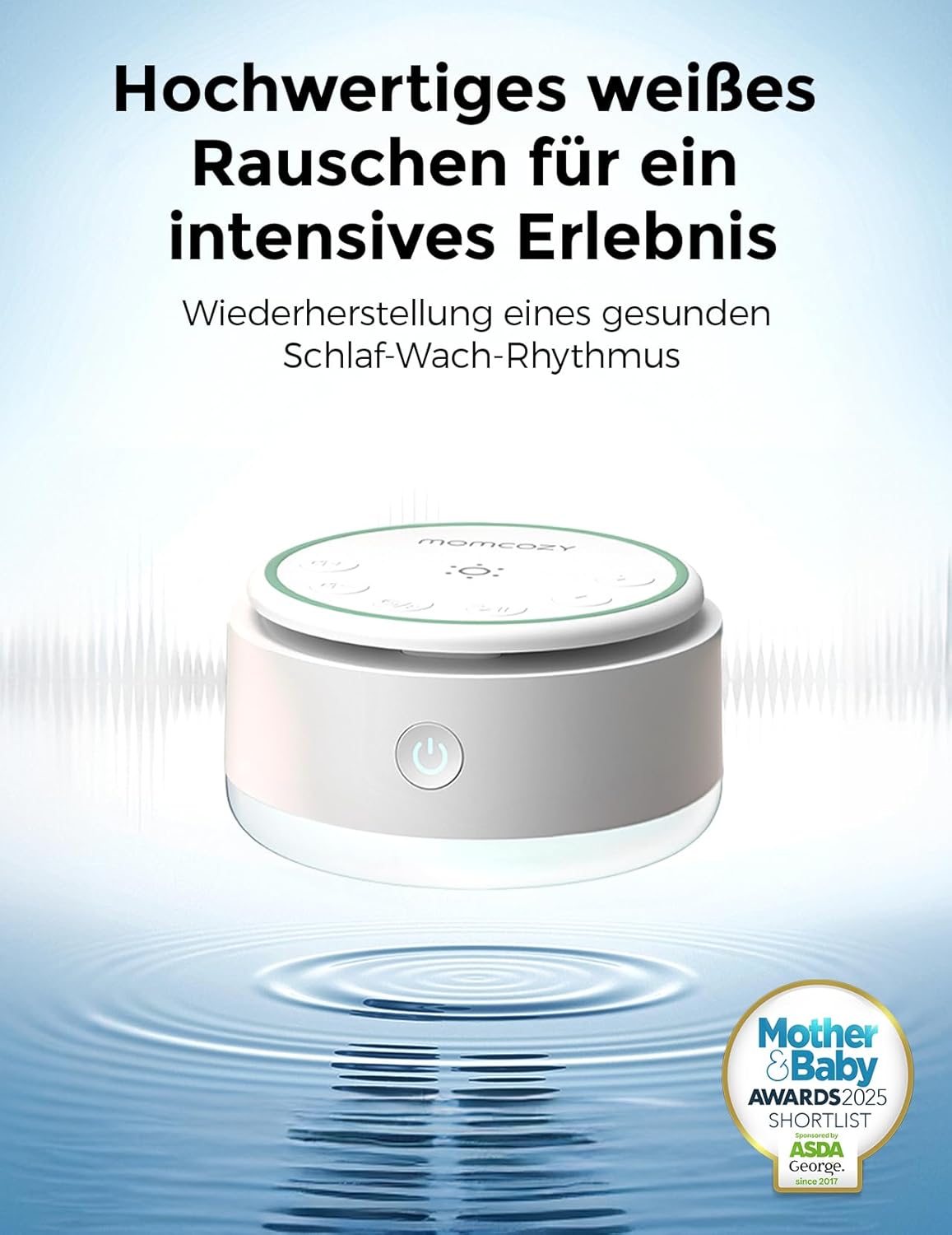 Detalle de Momcozy Sound Machine für Babys – 20 beruhigende Klänge & Touch-Licht mit Schlaf-Timer und Speicher