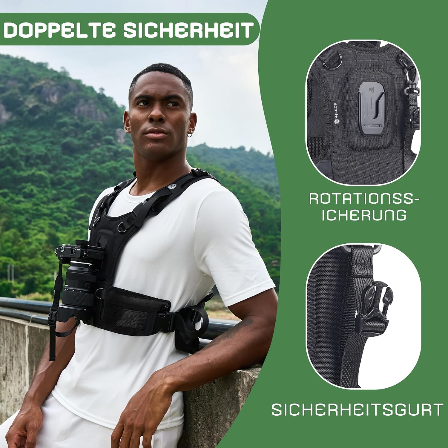 Detalle de 4J LEDR Kamera-Tragegurt – Brustgurt-System für sichere Fotoabenteuer