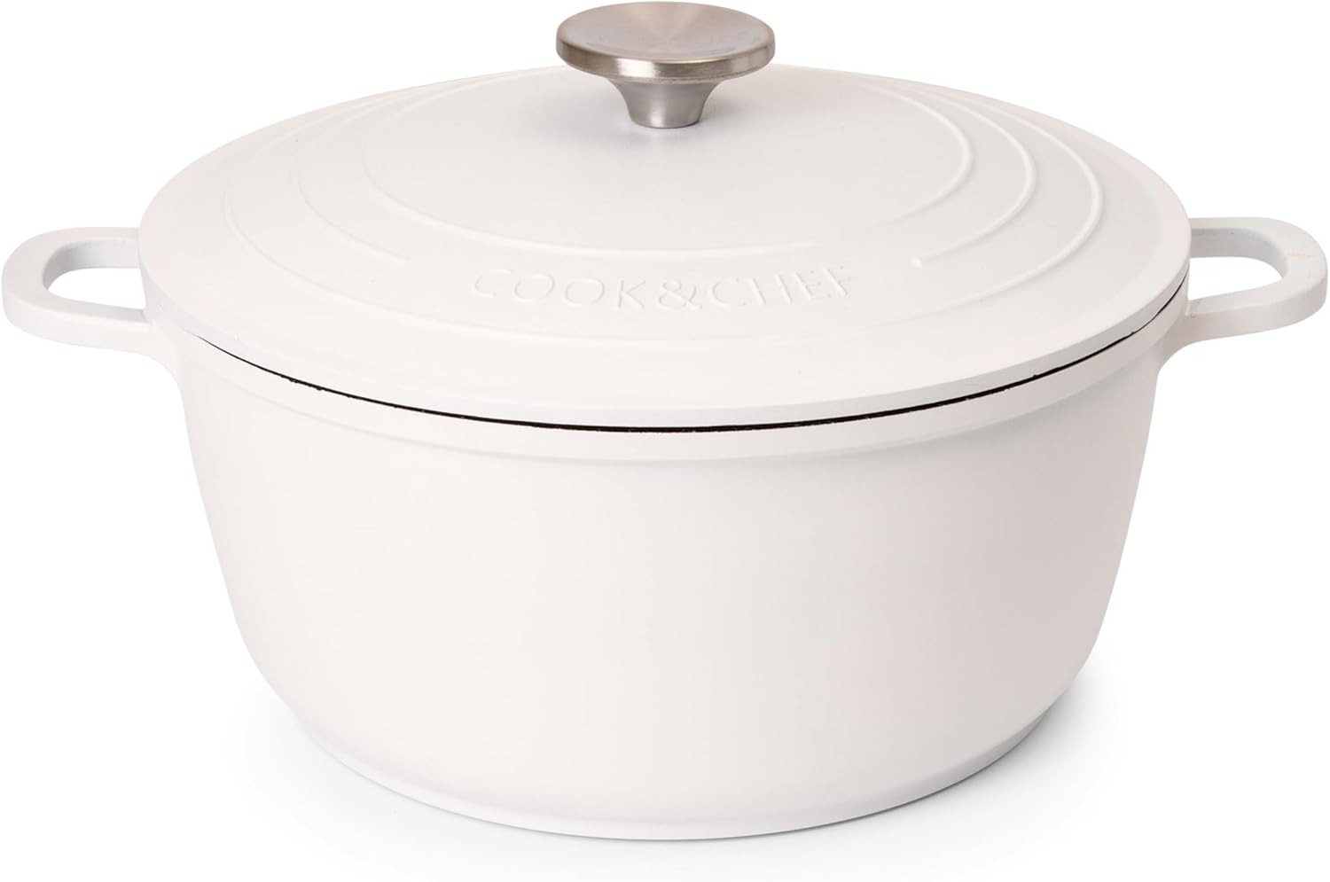 Detalle de Nuovva 4L Cream Aluminium Casserole Dish with Lid – Non-Stick Deep Dutch Oven for Induction & Oven Use