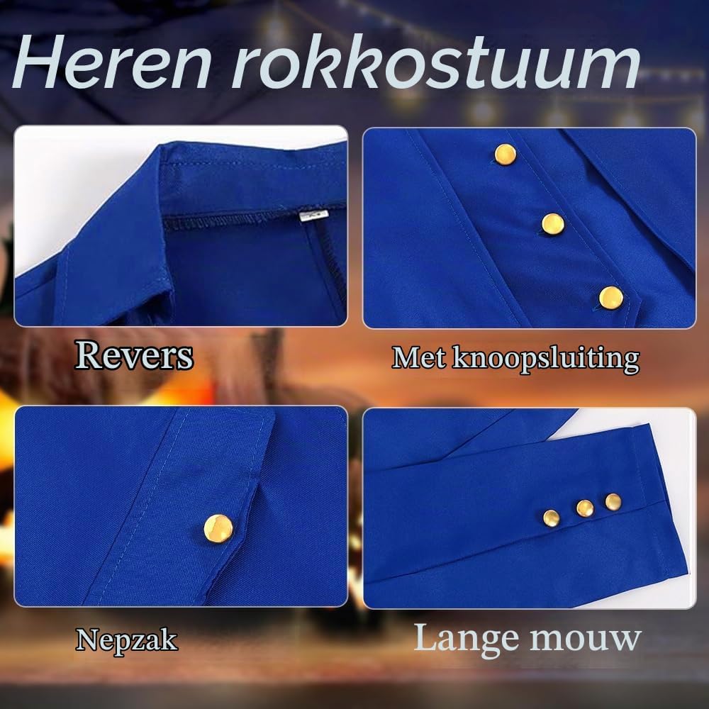 Detalle de YQVGFBY Gothic Steampunk-frak voor heren, lange jas in Victoriaanse stijl