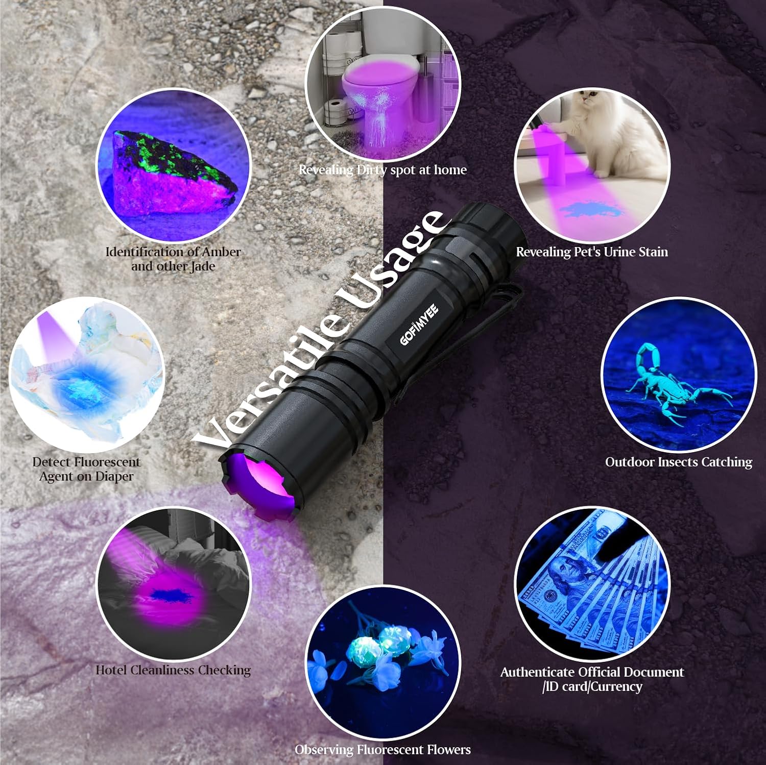 Thumbnail 5 de Gofimyee UV Taschenlampe 395nm, 2er Set