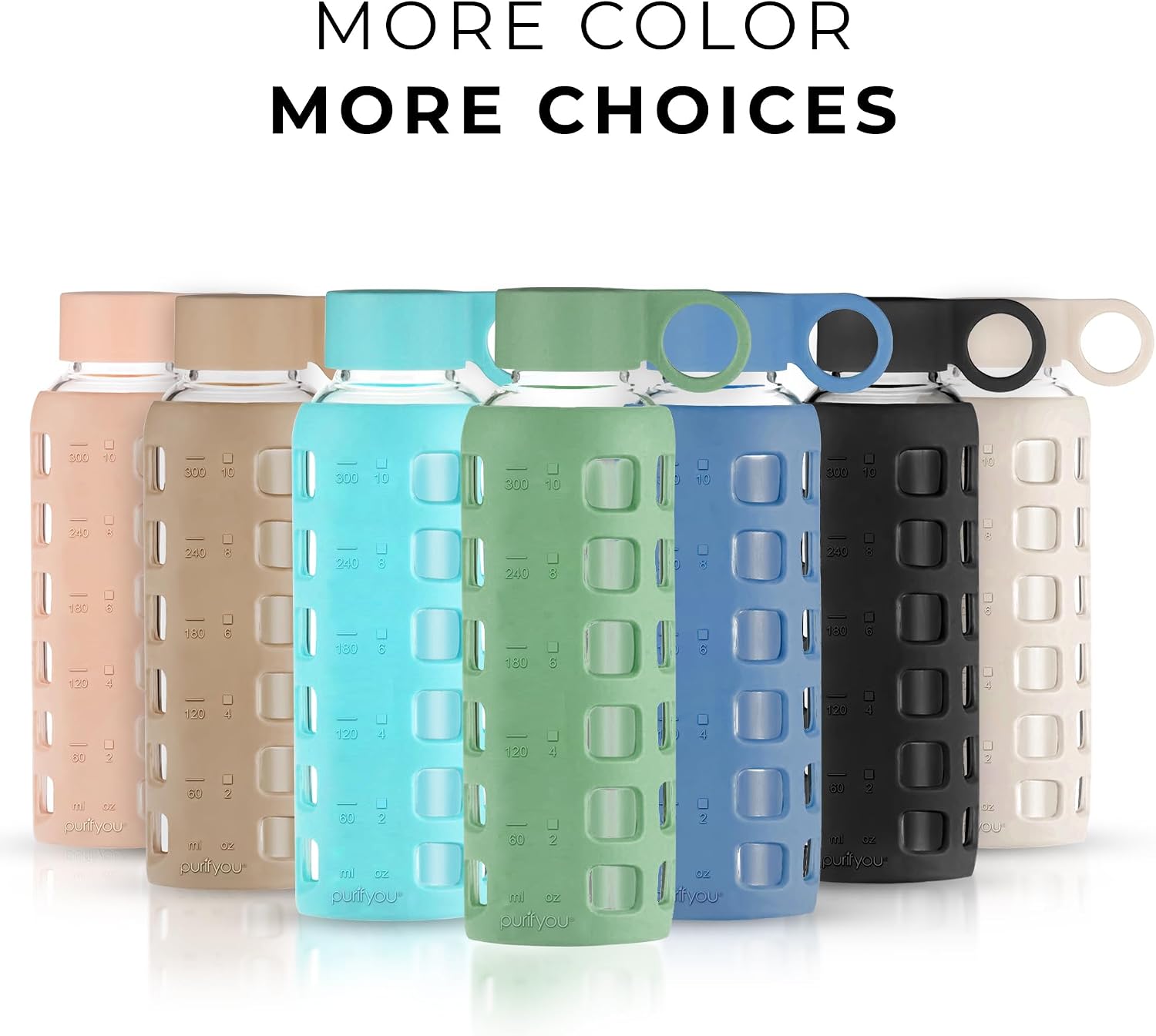 Detalle de purifyou PGWB-12SG 12 oz Borosilicate Glass Water Bottle with Markers