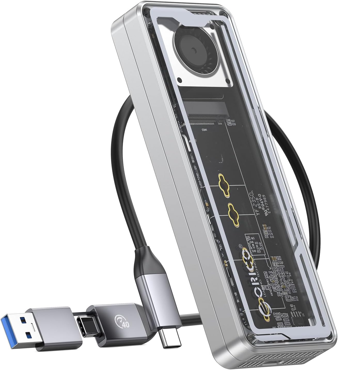 ORICO boîtier externe SSD M.2 NVMe USB4 40 Gbps avec ventilateur intégré (M-Key) pour 2230/2242/2260/2280