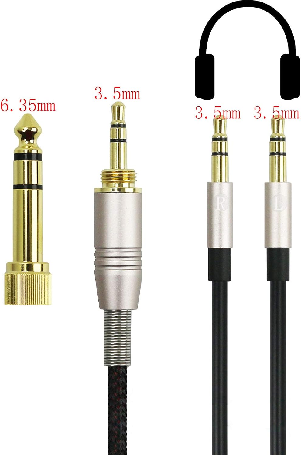 Detalle 2 de NEW NEOMUSICIA T1PB4XXSJ-300-FBA ヘッドホン交換ケーブル 3m・編組・6.35mmアダプター付き