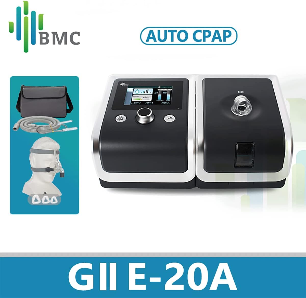 Detalle 2 de BMC GII E-20A sleep ventilator (fully automatic) with full size nose mask set for quieter breathing during sleep
