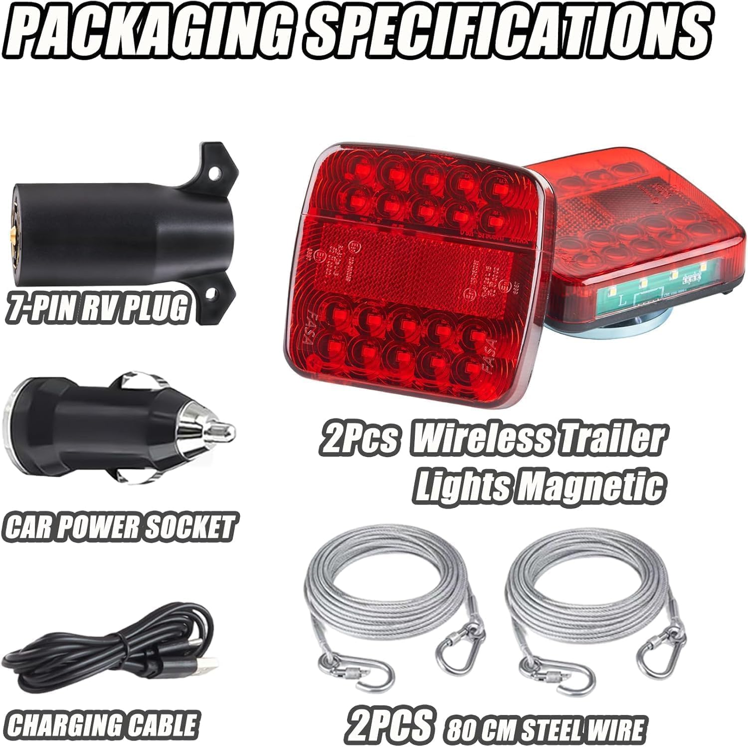 Thumbnail 6 de Wireless Trailer Lights Magnetic: Rechargeable, 100-Ft Sync, IP65 LED Kit