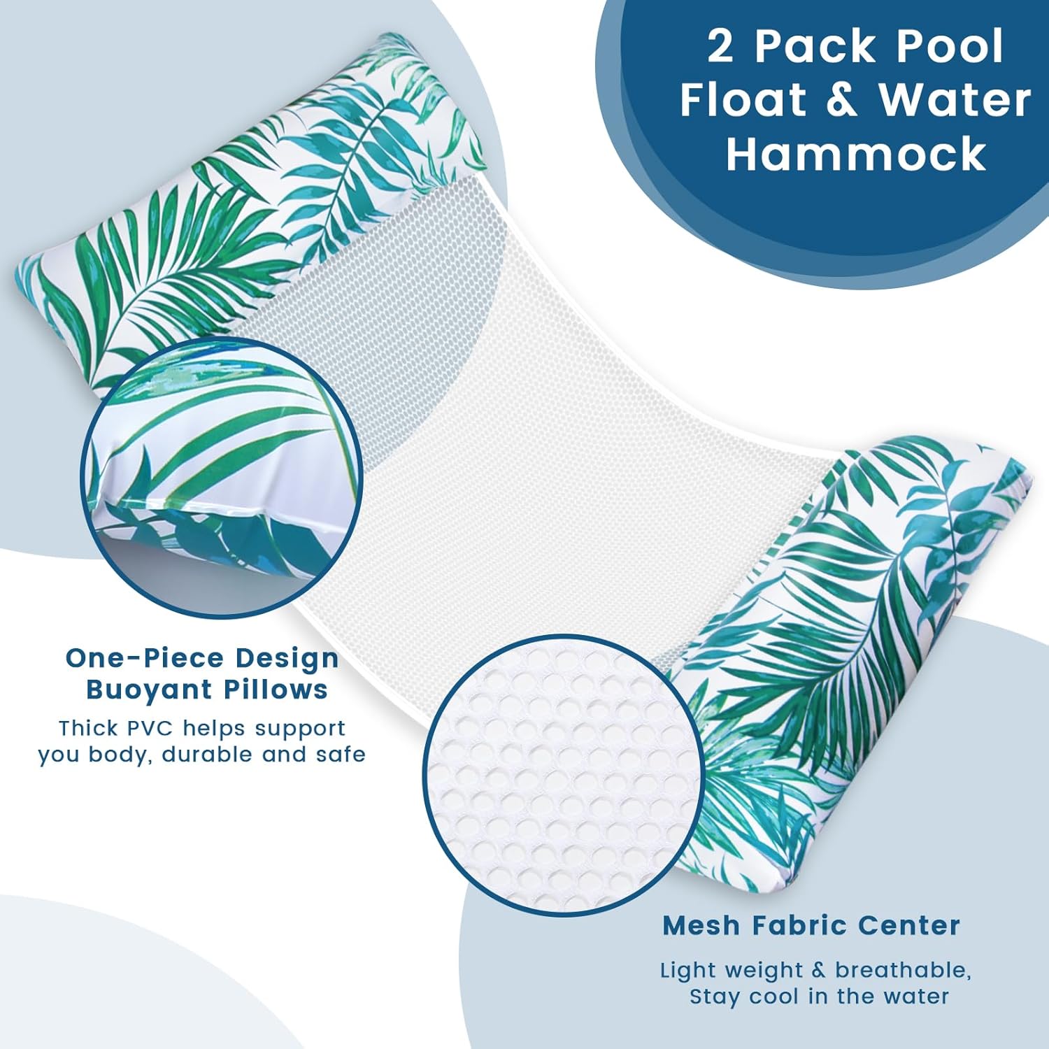 Thumbnail 2 de Tavaleu Pool Floats Adult 2-Pack: 4-in-1 Inflatable Lounger, Hammock and Sit-onn in Thick PVC