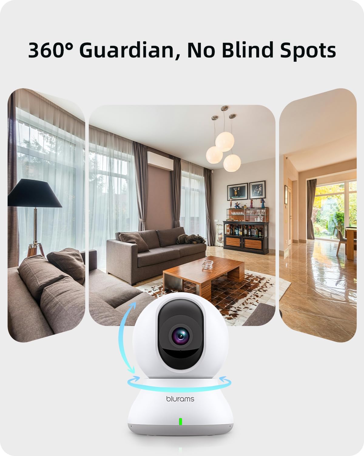 Detalle 2 de blurams A31 2K Security Camera, 360° Coverage and AI Motion Tracking