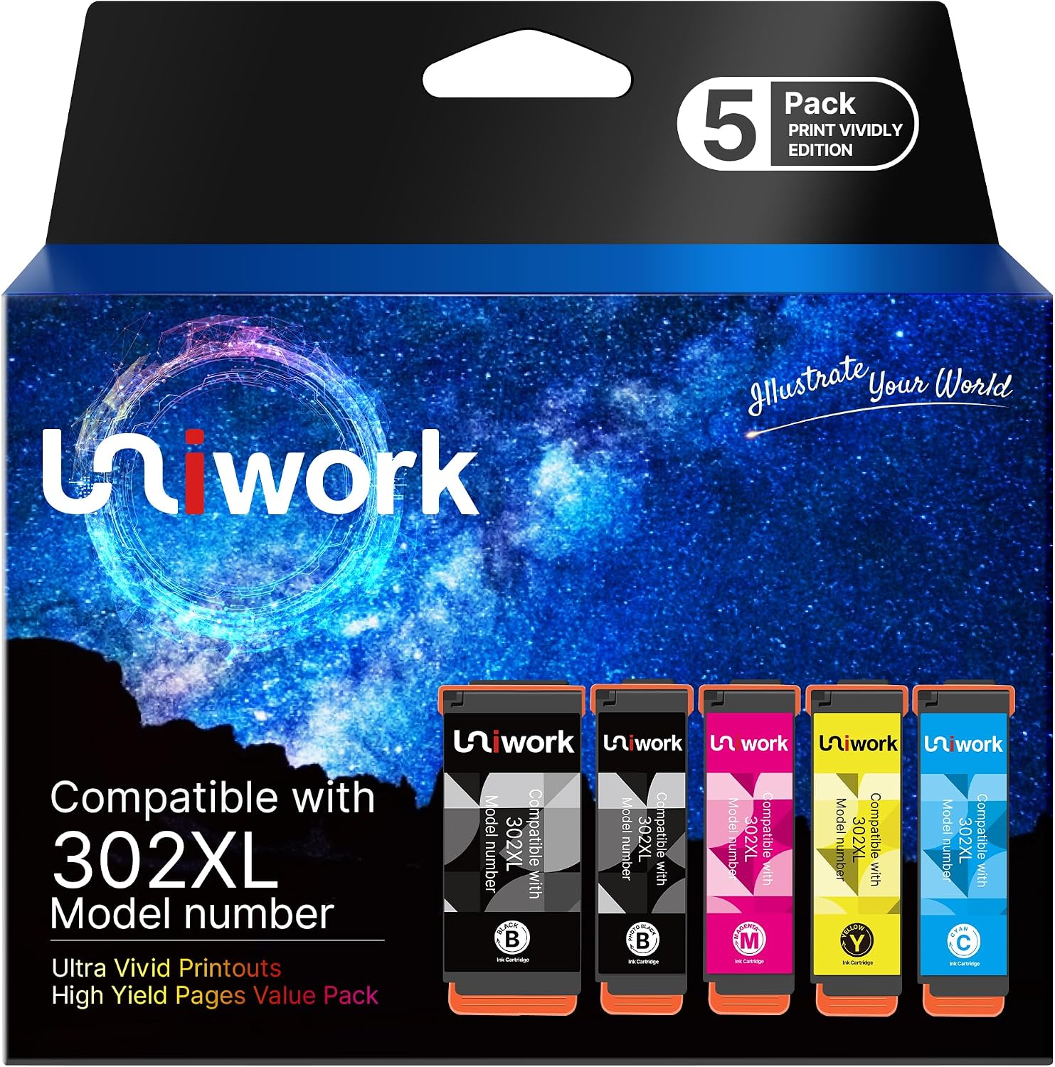 Detalle de Uniwork Remanufactured Ink Cartridges 5-Pack