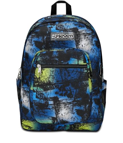 Detalle de Seven Freethink Zaino Scuola 34L con doppio scomparto e USB – Blu Giallo