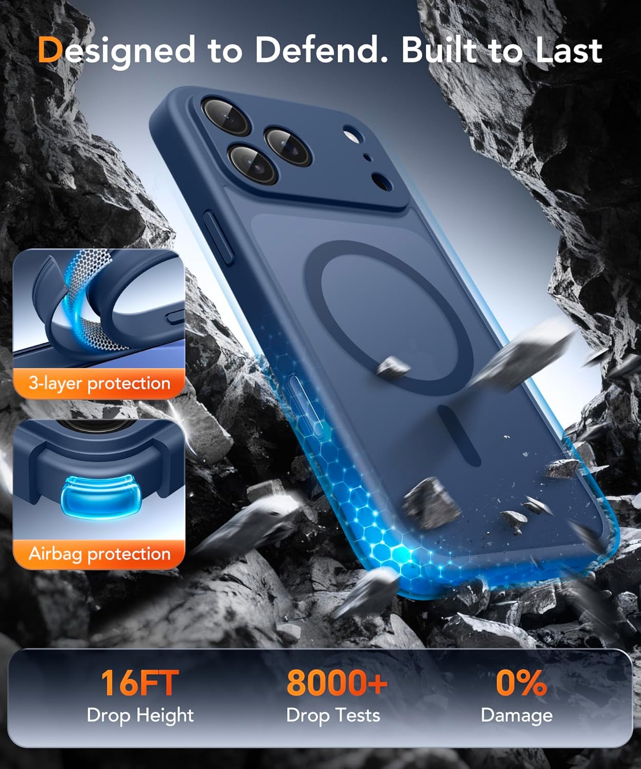 Thumbnail 4 de GOLBINBOX Magnetic Case for iPhone 17 Pro Max with Privacy Screen Protector (MagSafe-compatible) – Blue