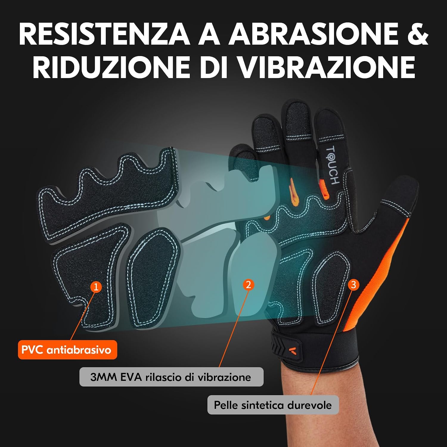Detalle de Vgo... Guanti da Lavoro Uomo Resistenti – Protezione antivibrazioni e antiurto per uso pesante