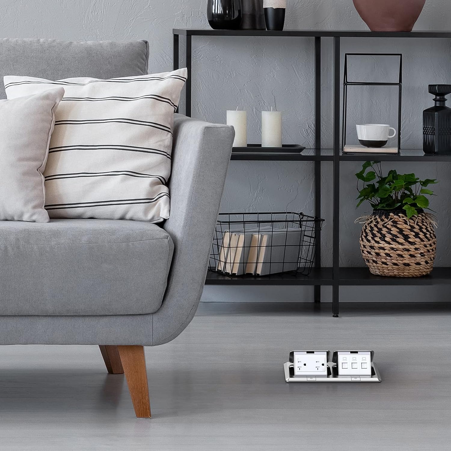 Detalle de WEBANG Pop-Up Floor Box Kit, brushed nickel