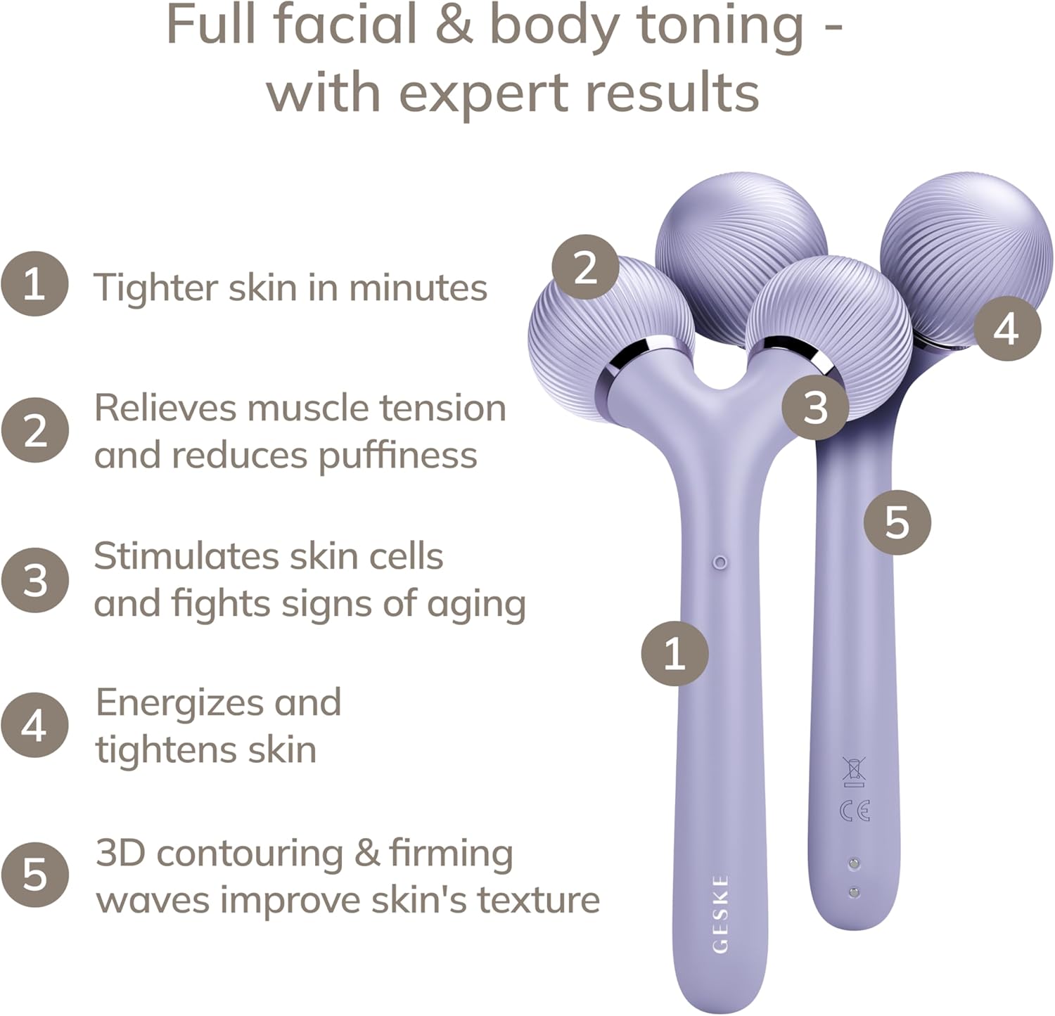 Detalle 2 de GESKE SmartAppGuided Sonic Facial & Body Roller 4 in 1 – rassoda e definisce viso e corpo