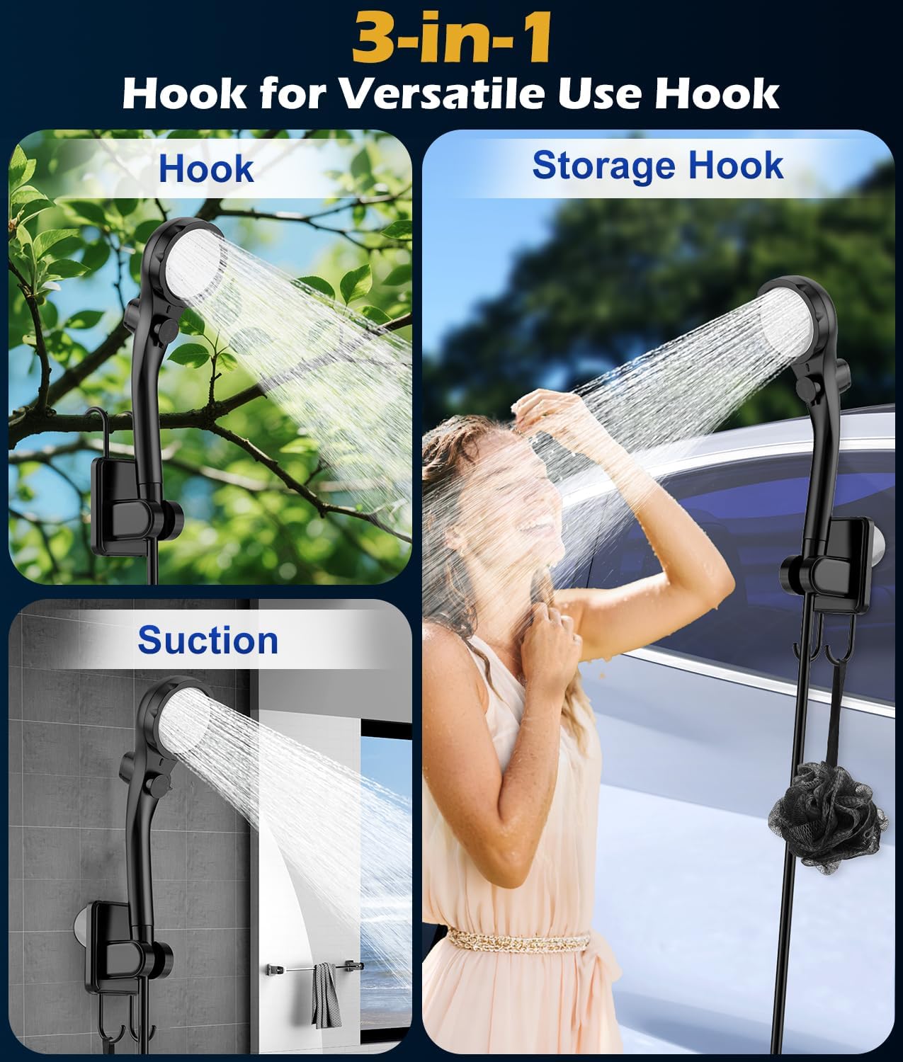 Thumbnail 6 de WADEO Portable Shower 6000mAh Rechargeable Camping Shower Pump with 4-Level Light