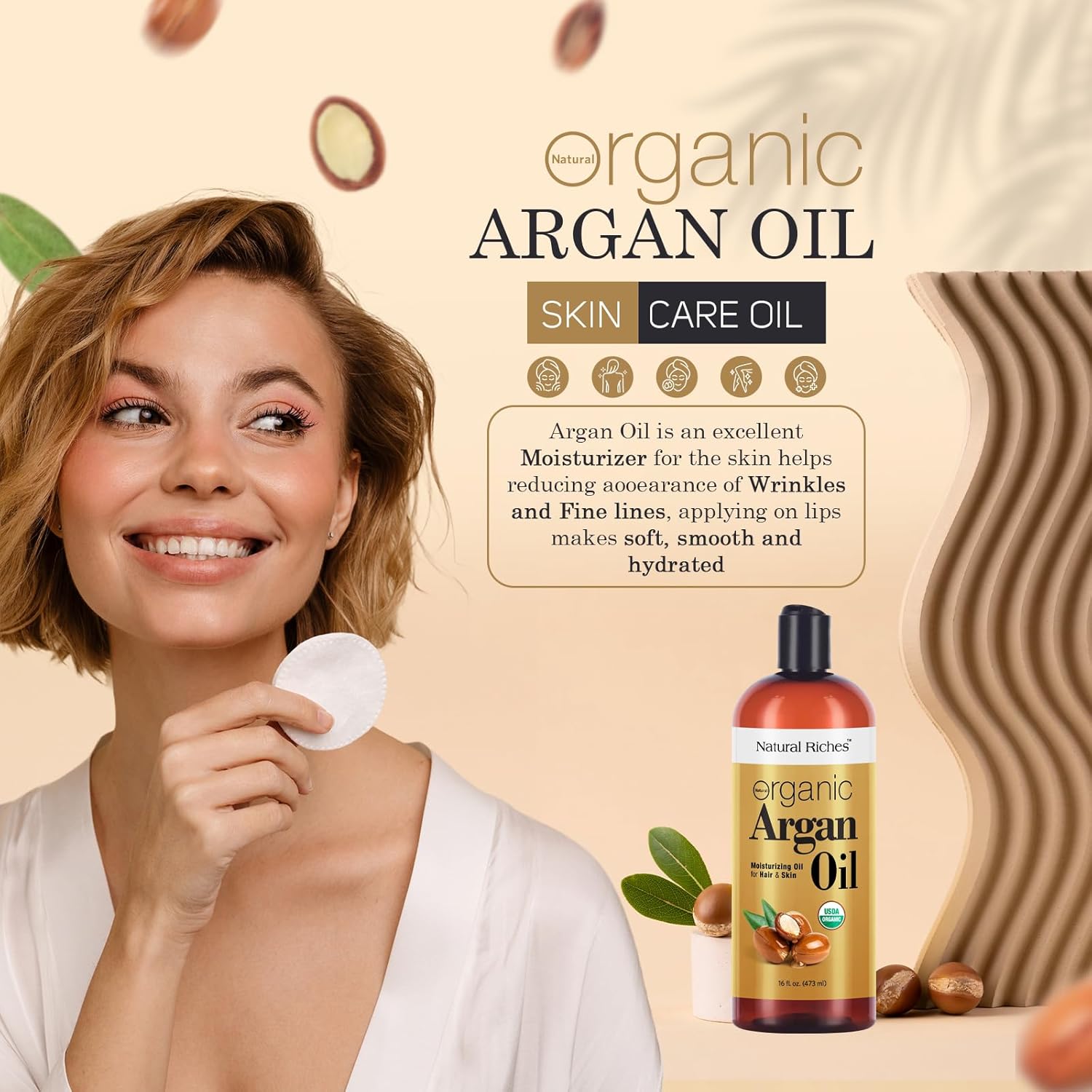 Thumbnail 4 de Natural Riches Organic Argan Oil of Morocco (16oz) Deep Moisturizing Hair Oil Serum