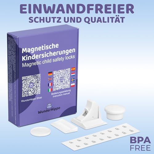 Thumbnail 8 de WunderHippo Magnetische Kindersicherung 12 Schlösser + 3 Schlüssel – Unsichtbarer Magnetverschluss