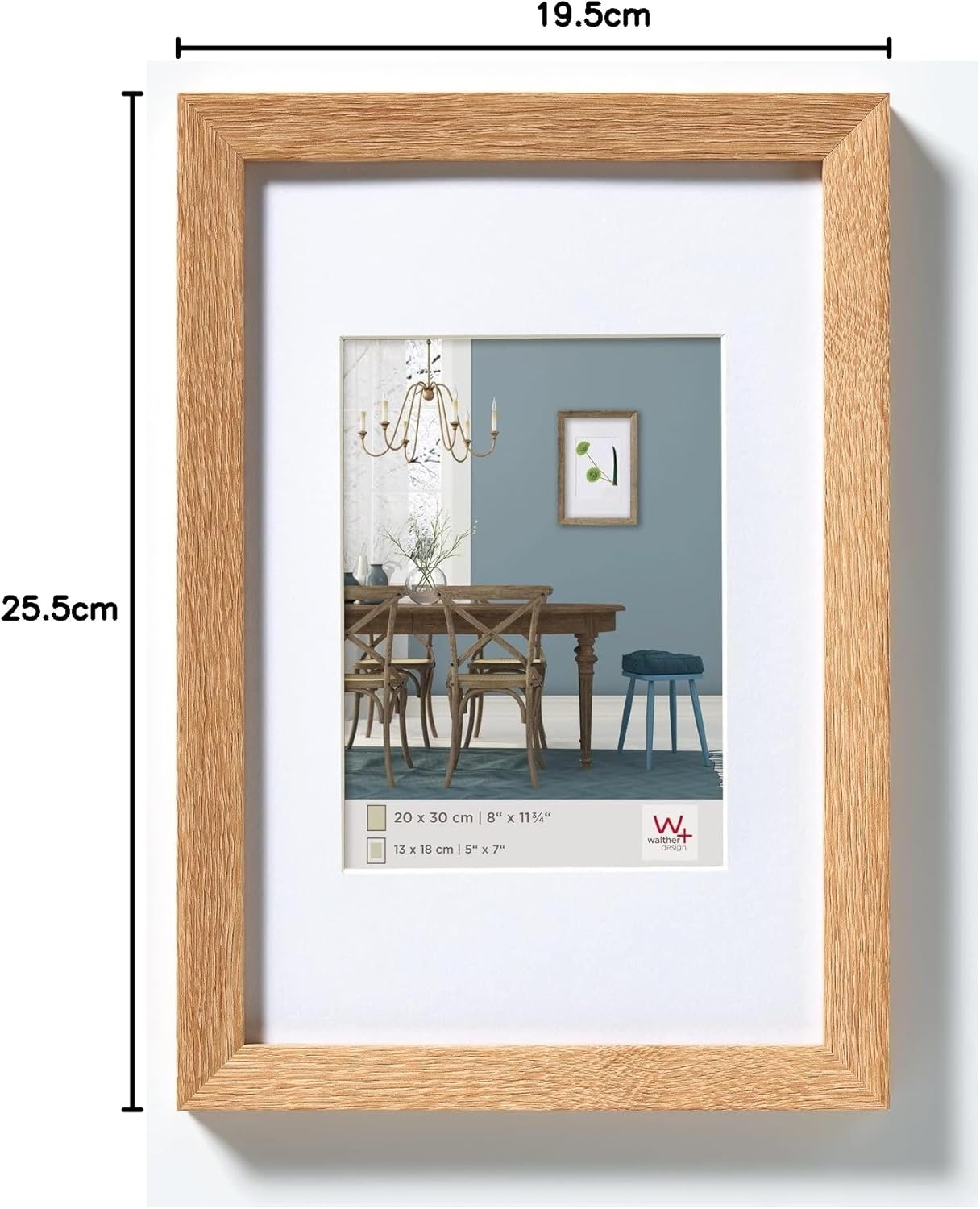 Thumbnail 5 de Walther Cadre Photo Design chêne clair 18 x 24 cm avec Passe-Partout — cadre MDF et passe-partout taillé en biseau (EF824E)