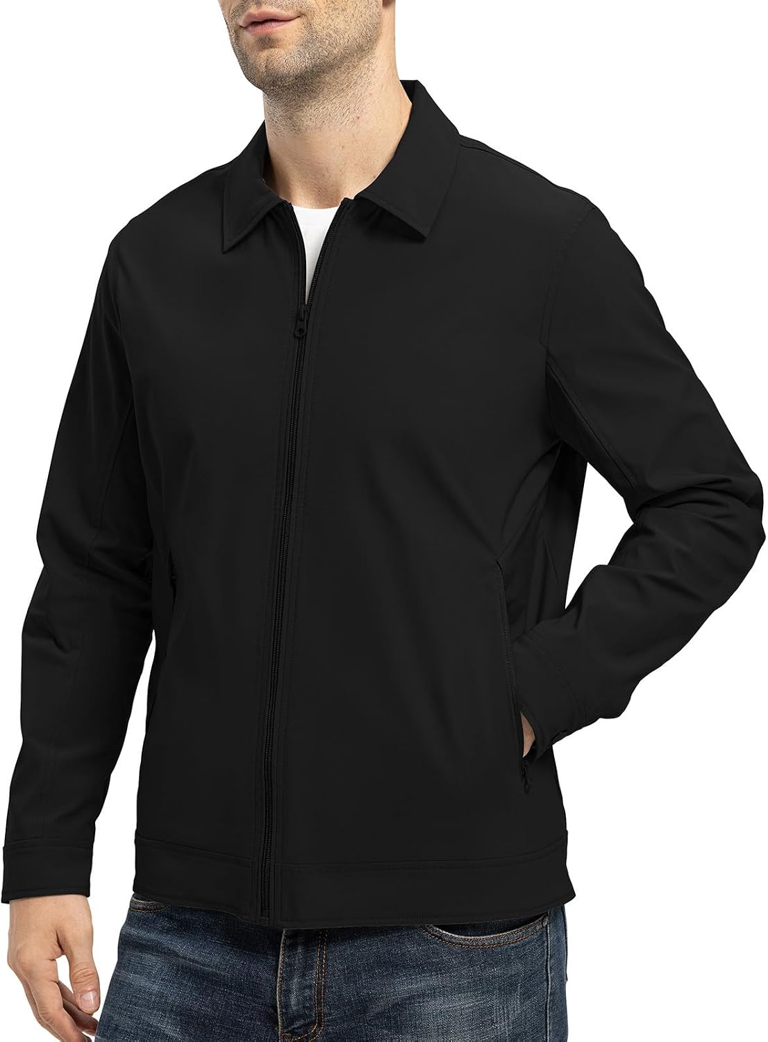 Detalle de BGOWATU Men's Lightweight Full-Zip Water-Resistant Windbreaker