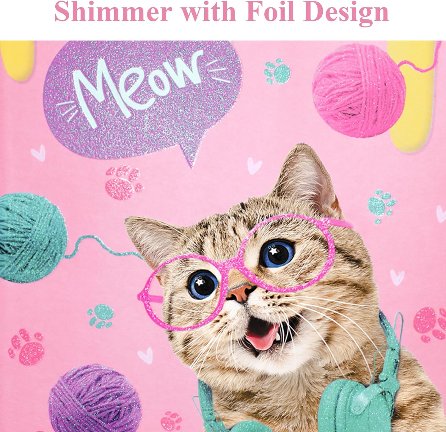 Detalle 2 de DWIYITTN Pink Cat Journal for Girls, 192 Lined Pages, Hardcover and Pen