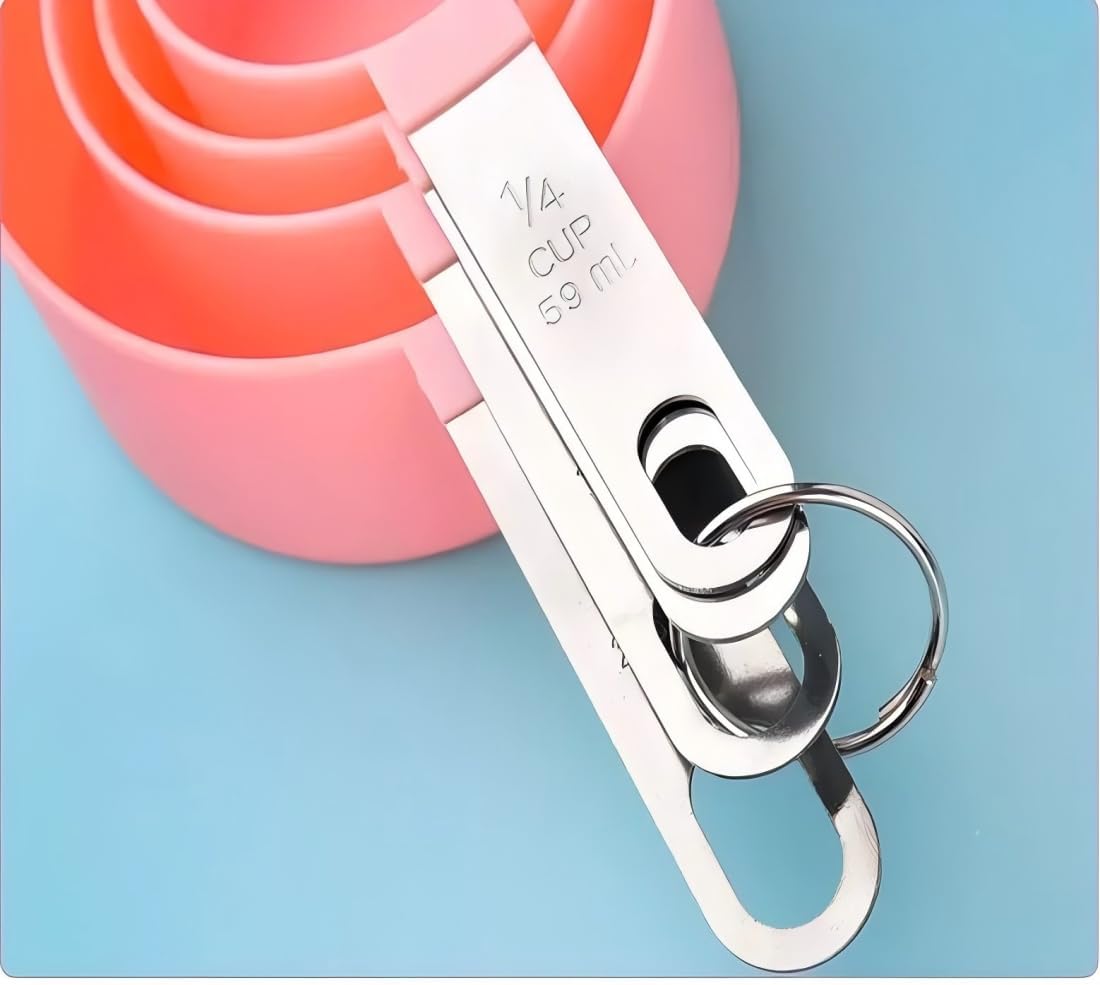 Thumbnail 2 de RUNZI 8 Pcs Measuring Cups and Spoons Set (Pink) – Stainless Steel Nesting Cups & Mini Spoons