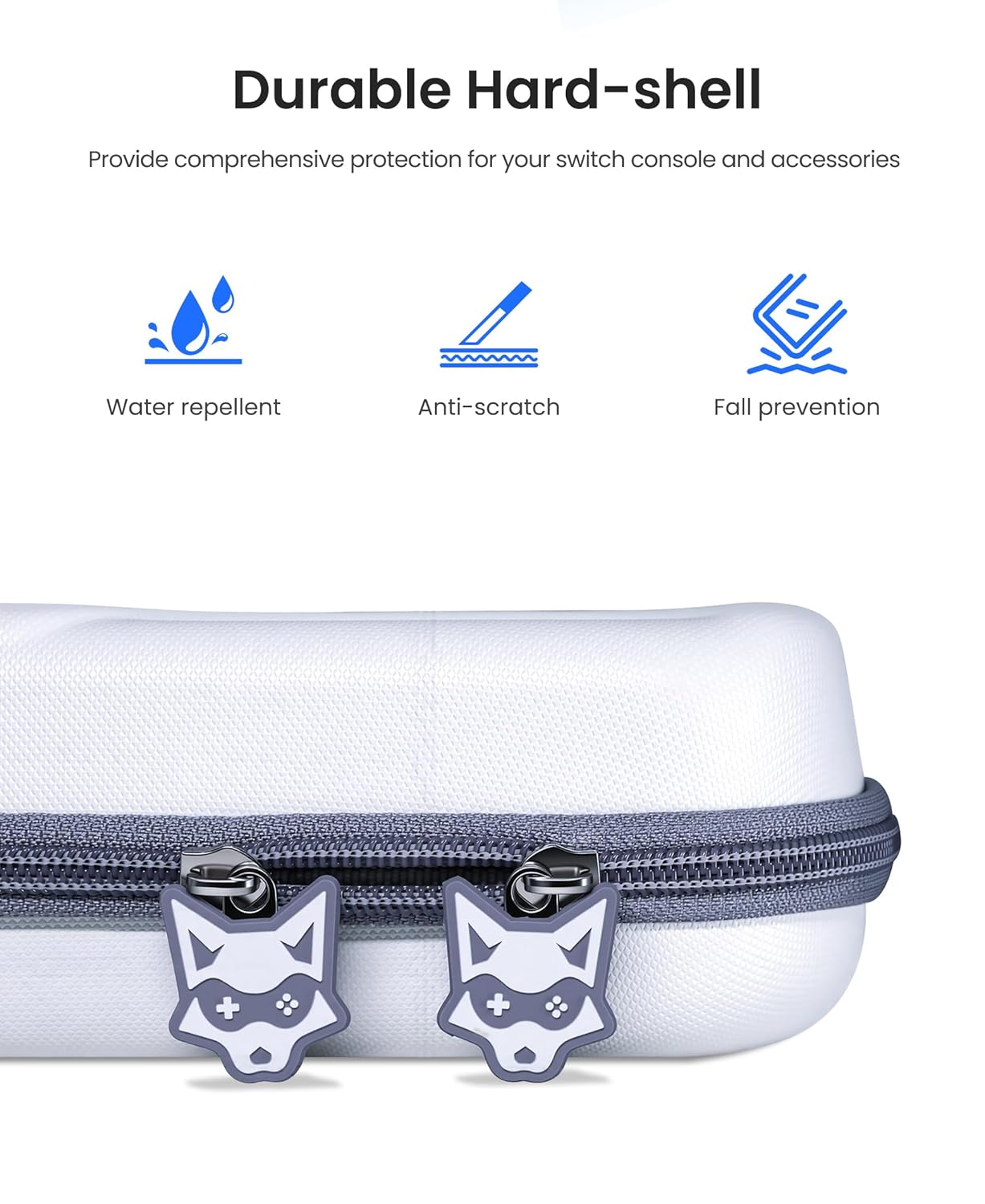 Detalle de HASACOOL Switch 2 Tasche – Wasserabweisend, stoßfest & 20 Kartenfächer für Nintendo Switch, Switch OLED & Switch 2 (Weiß)