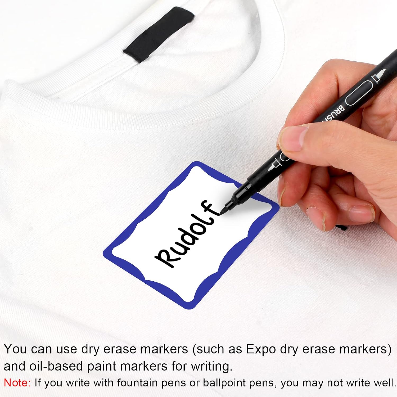 Detalle 1 de Utron TF004 Name Tag Stickers, 3in x 2in White Labels with Blue Border