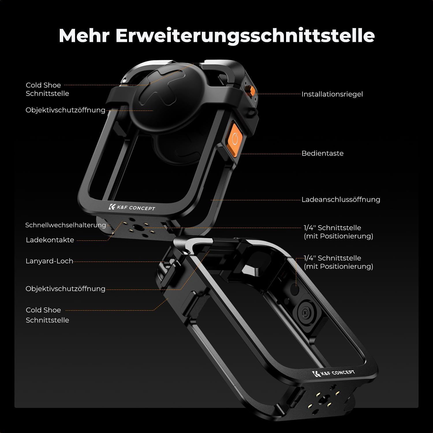 Thumbnail 1 de K&F CONCEPT Kamerakäfig für DJI Osmo 360 – Aluminium-Schutzgehäuse mit Silikon-Objektivabdeckung