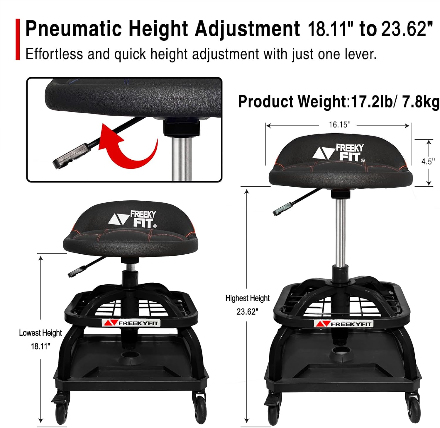 Detalle 2 de FreekyFit Rolling Shop Stool 330 LBS