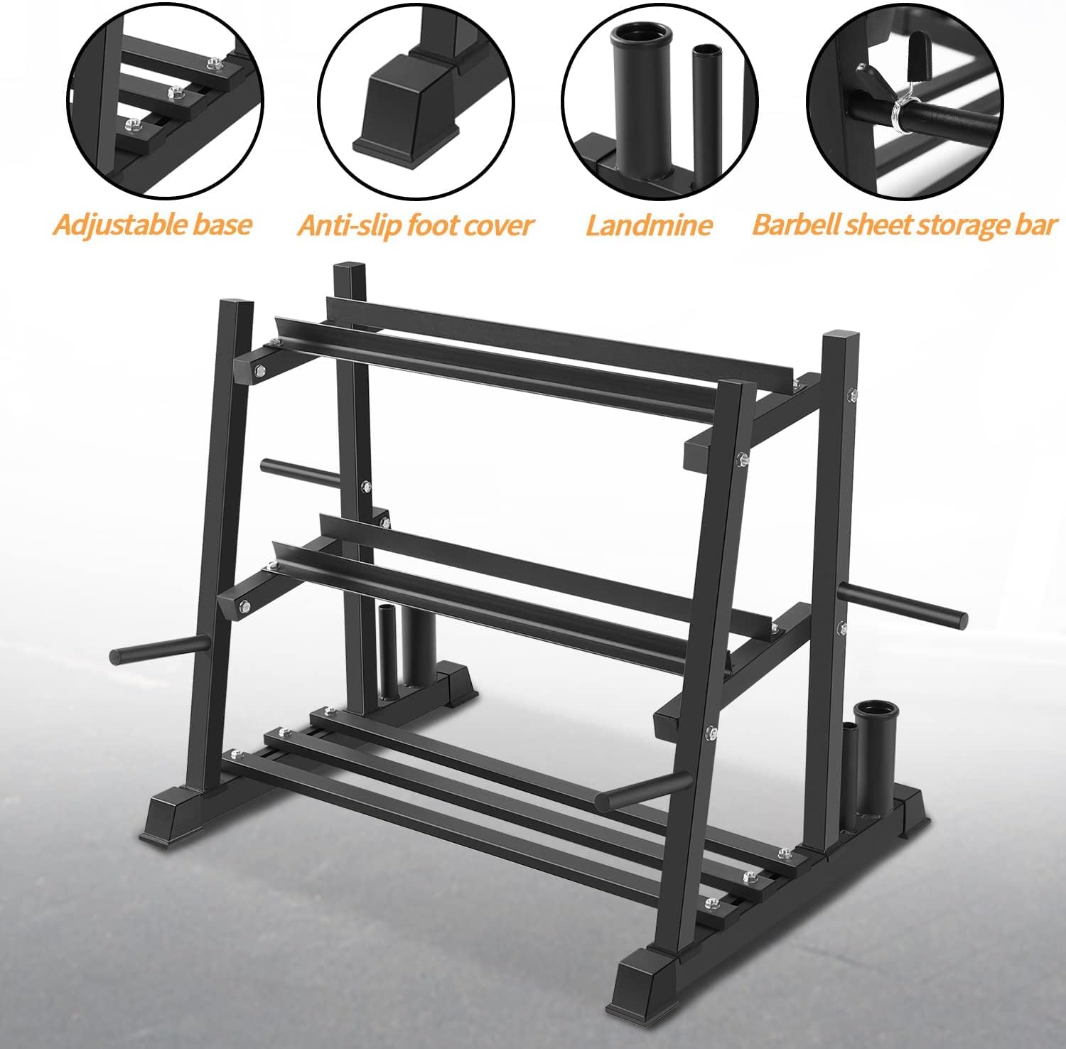 Detalle 2 de Bongkim HG-1 Adjustable Dumbbell Rack, Alloy Steel, 3-Tier, 498.95 kg Capacity