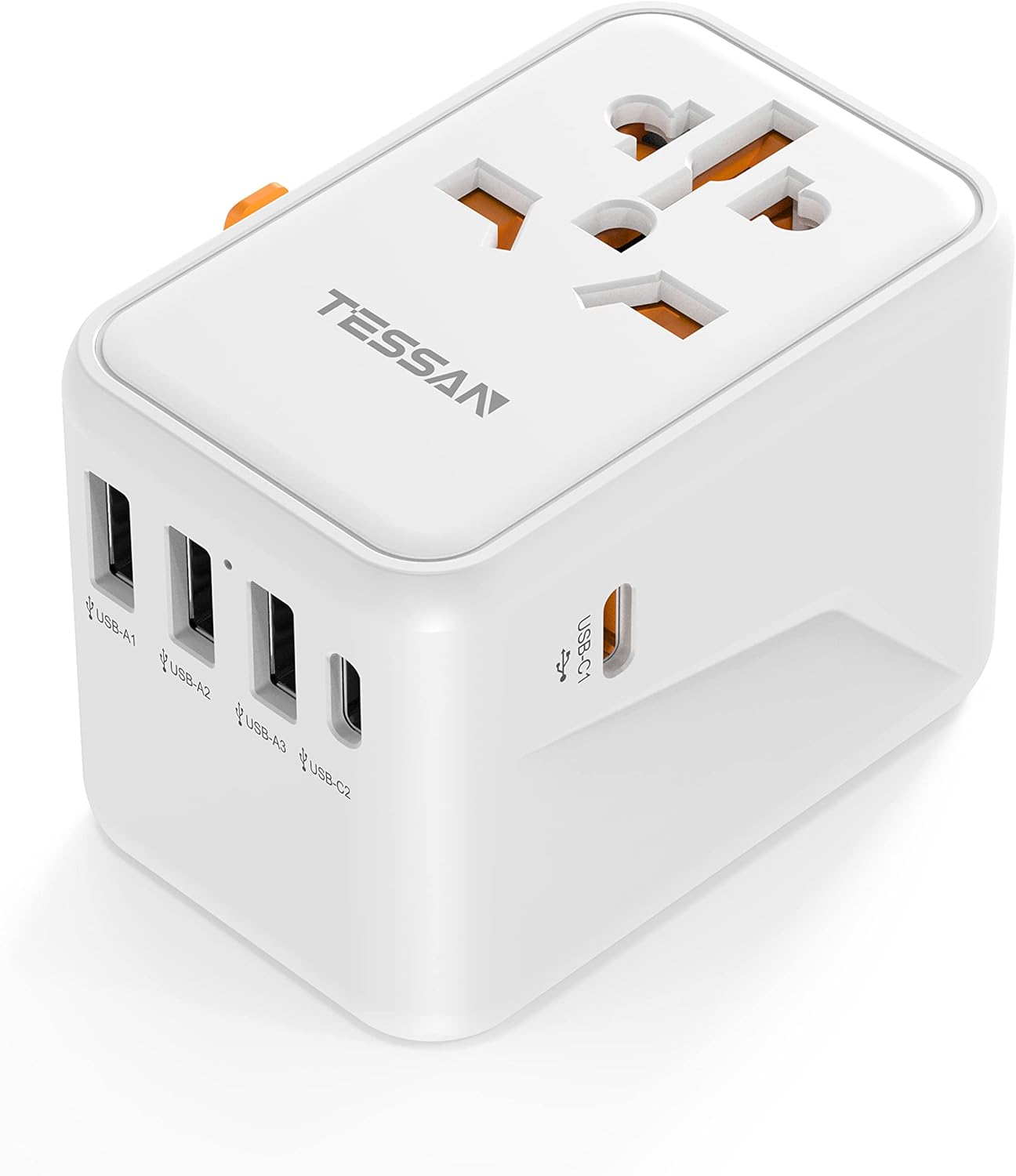 TESSAN Reiseadapter Weltweit PD Fast Charge – 45 W Schnellladen, 3 USB + 2 USB-C, Universal für EU/USA/UK/Australien