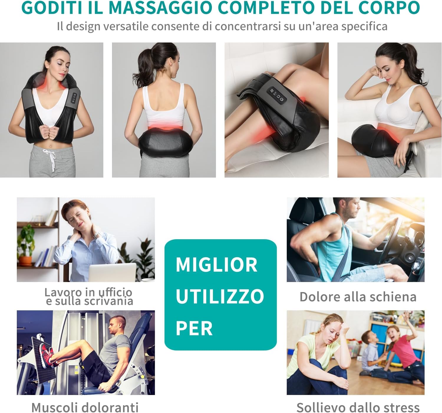 Thumbnail 6 de Nekteck 3D massaggiatore collo e spalle con caldo lenitivo: sollievo a casa, in ufficio e in auto