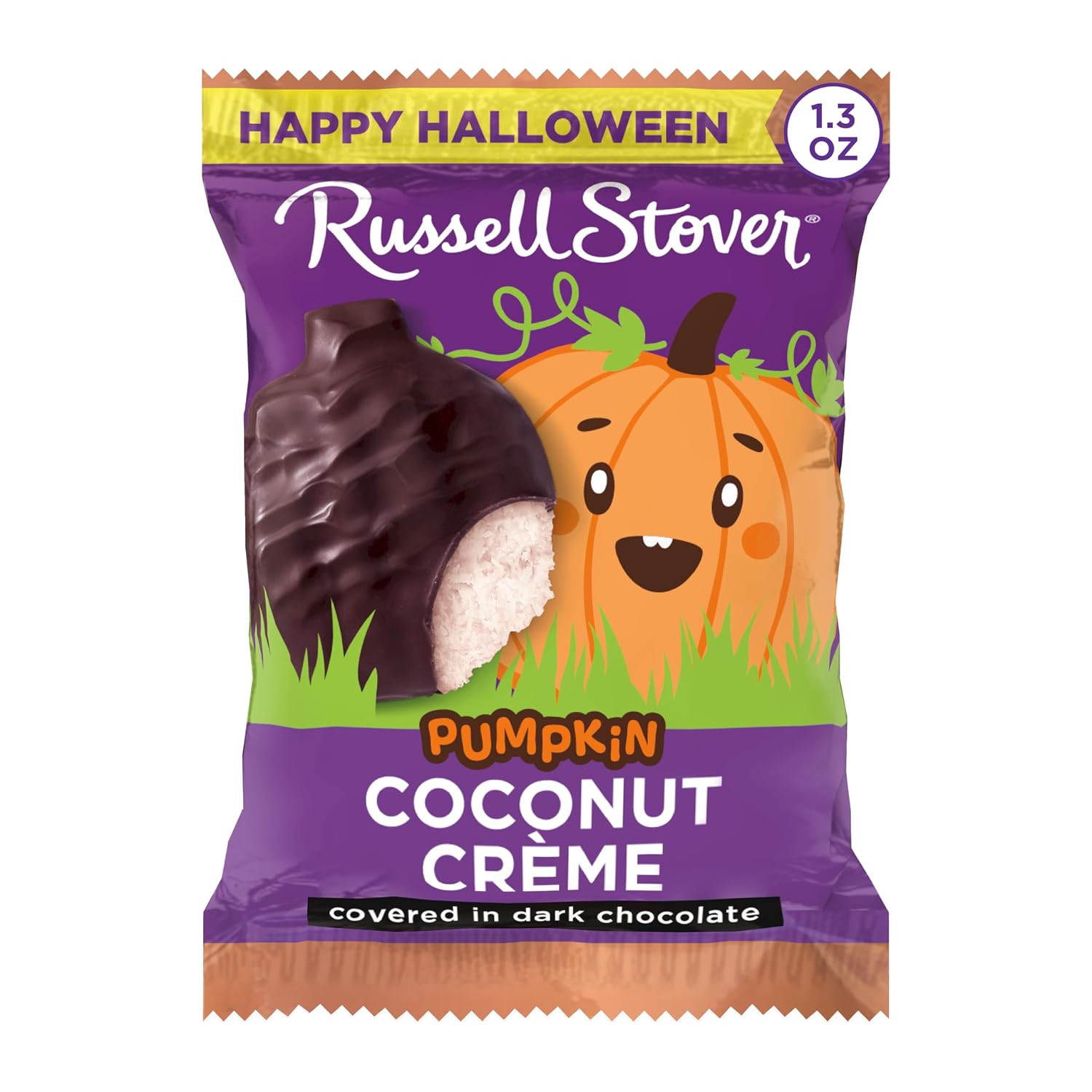 Thumbnail 3 de Russell Stover 10000458 Halloween Dark Chocolate Coconut Crème Pumpkin Candy, 1.3 oz., 18-Pack