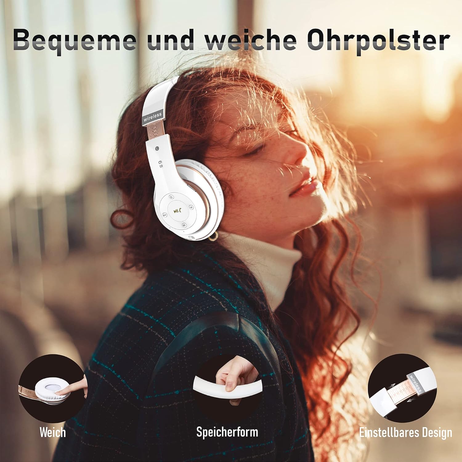 Thumbnail 1 de Lankey Sound Kopfhörer Kabellos mit 6 EQ Modi, Bluetooth 5.3, 65 Std. Akku, HD-Mikrofon, FM und SD/TF – Over‑Ear für Outdoor/Reise/Studium