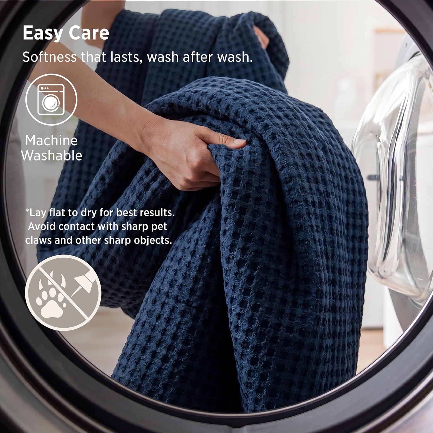 Thumbnail 6 de Bedsure Cooling Waffle Blanket, Twin XL Navy, Cotton and Bamboo-Derived Rayon