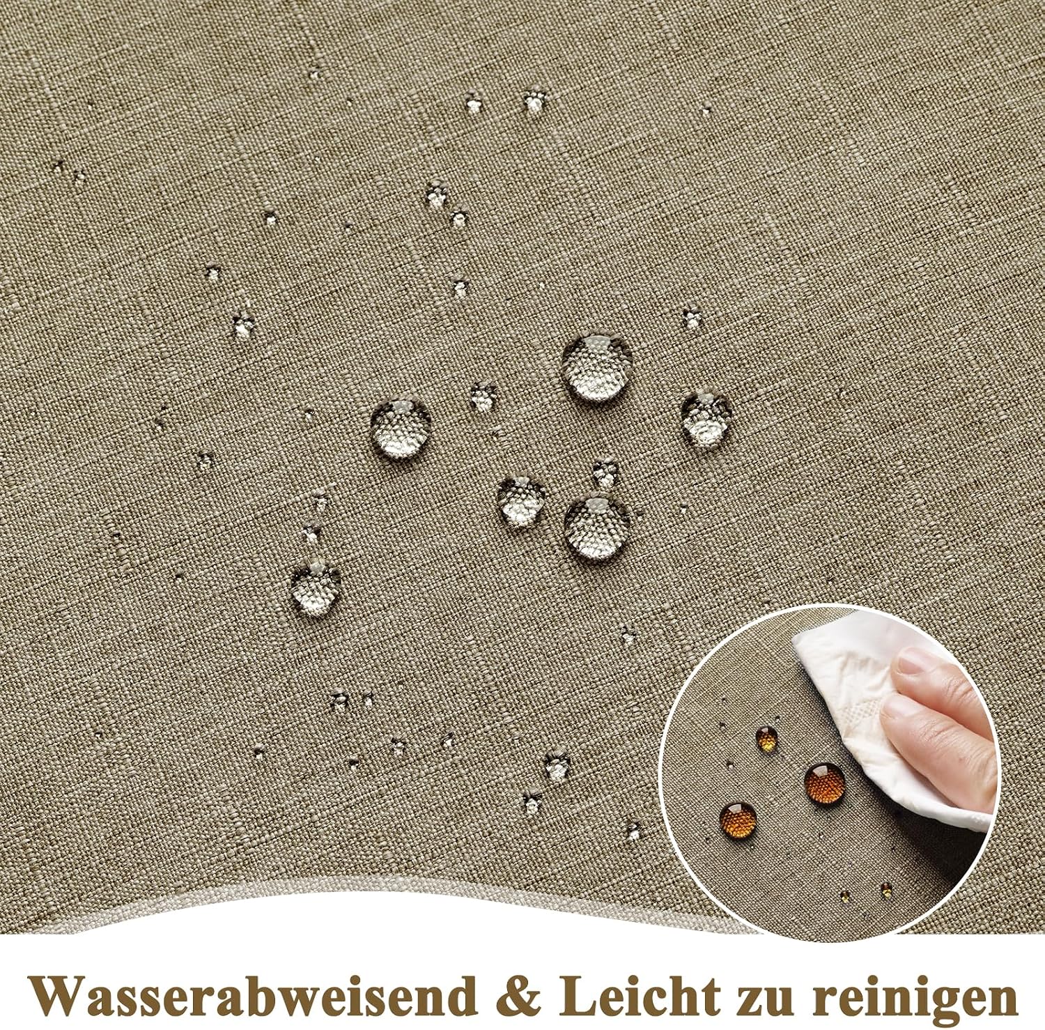 Detalle 2 de AooHome Tischdecke rund 180 cm Kaffee Braun