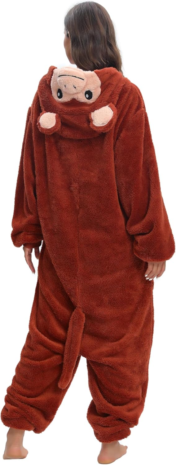 Thumbnail 3 de chuangminghangqi Lustiger Tier-Einteiler mit Knopfleiste – Kuscheloverall für Damen, Winterplüsch